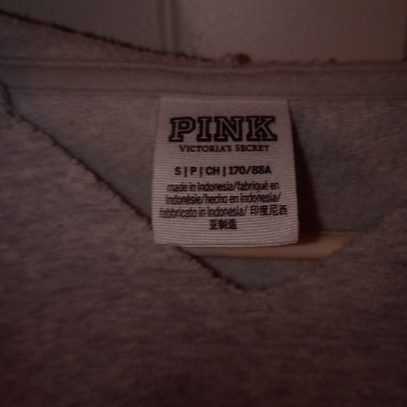 PINK Victoria's Secret Light Gray Hoodie with Black Accents - Picture 2 of 3